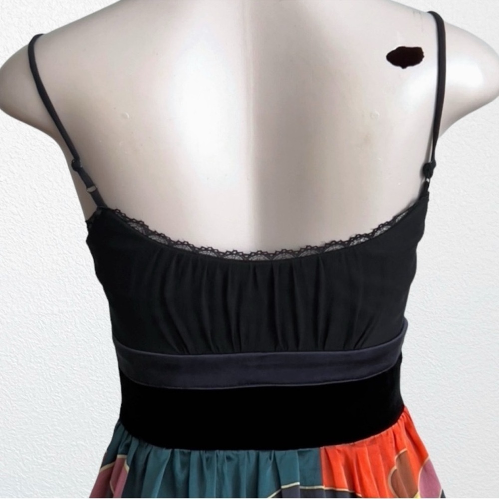 Sue Wong Ruffle Silk Strappy Dress Black Floral Botanical Print SZ 0 - Picture 9 of 11